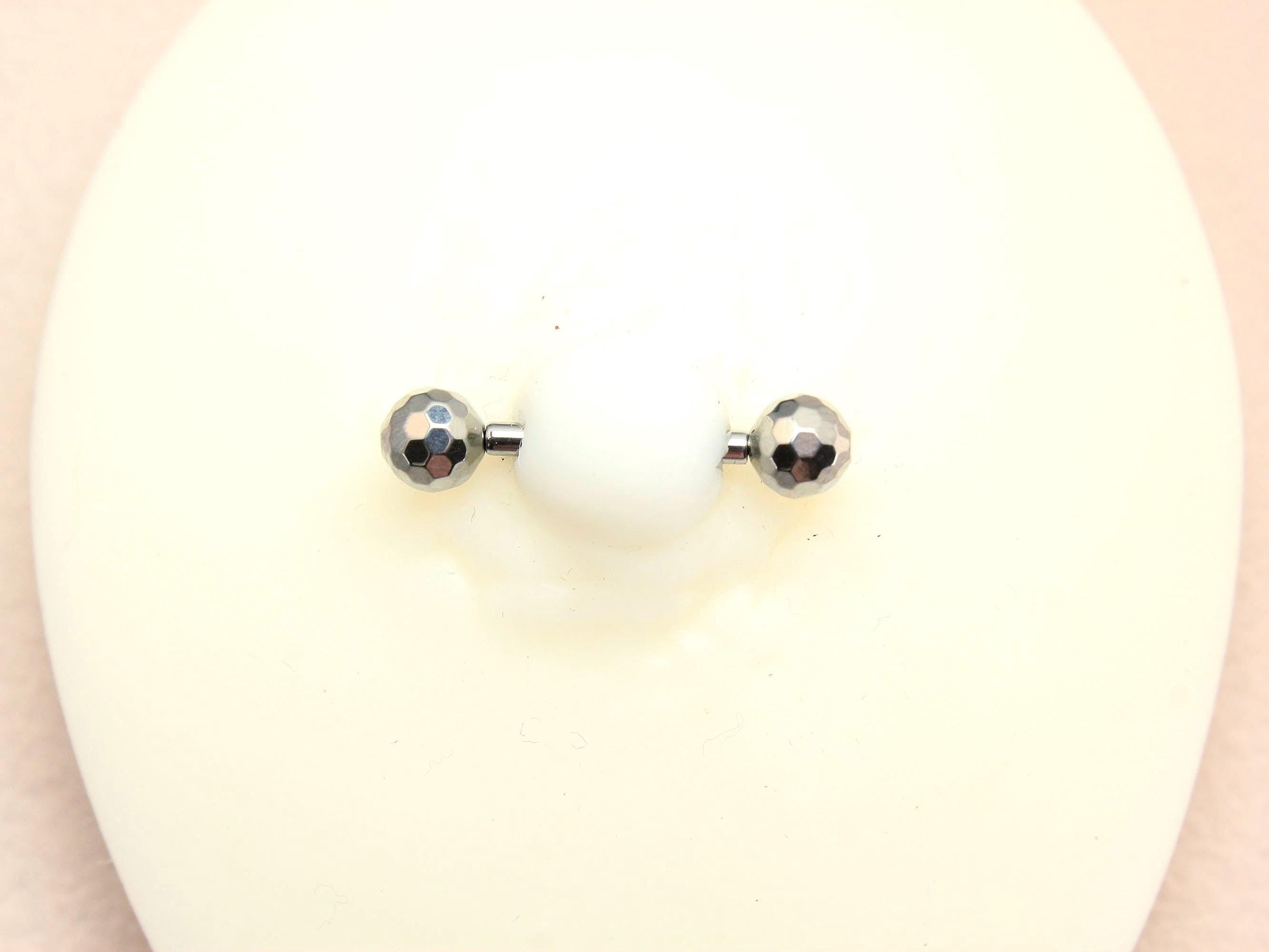 Titanium Nipple Barbell Sheild, 14G Disco Ball End Threadless Push In Nipple Ring Jewelry,Pair of 2 Nipple Piercing, Push In Body Jewelry