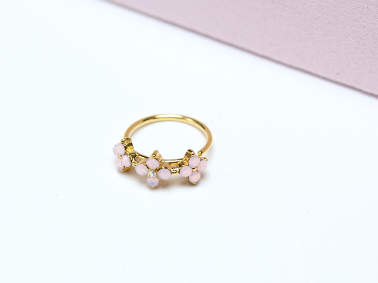 Pink Opal Floral Nose Ring, 20G Bendable Nose Hoop Ring, Gold Nose Piercing Jewelry, Dainty Nose Ring Jewelry, Body Jewelry, Opal Jewelry