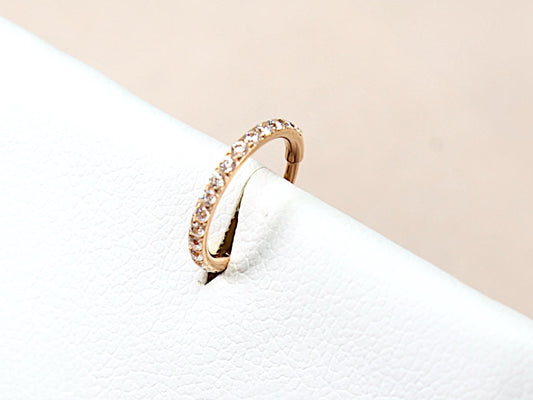 Rose Gold Nose Hoop Ring, 20g Dainty Nose Clicker Ring Stud, Nose Piercing Jewelry, Sparkling Gem Nose Hoop Ring, Cartilage Hoop Ring