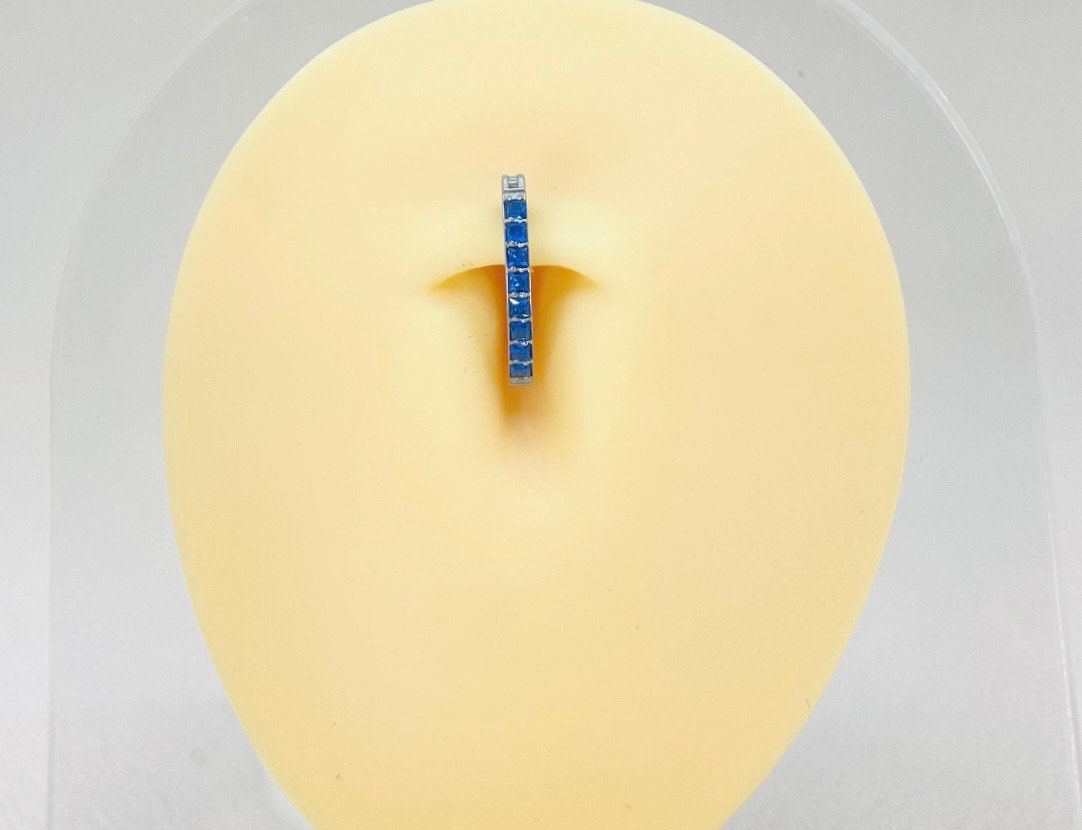 Minimalist Blue Gem Titanium Belly Clicker Ring