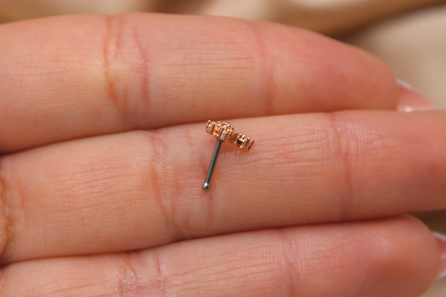 Rose Gold Cross Nose Stud, 20g Sparkle Gem Cross Top Nose Piercing Stud Ring, Nose Stud Piercing Jewelry, Nose Bone Stud, Body Jewelry