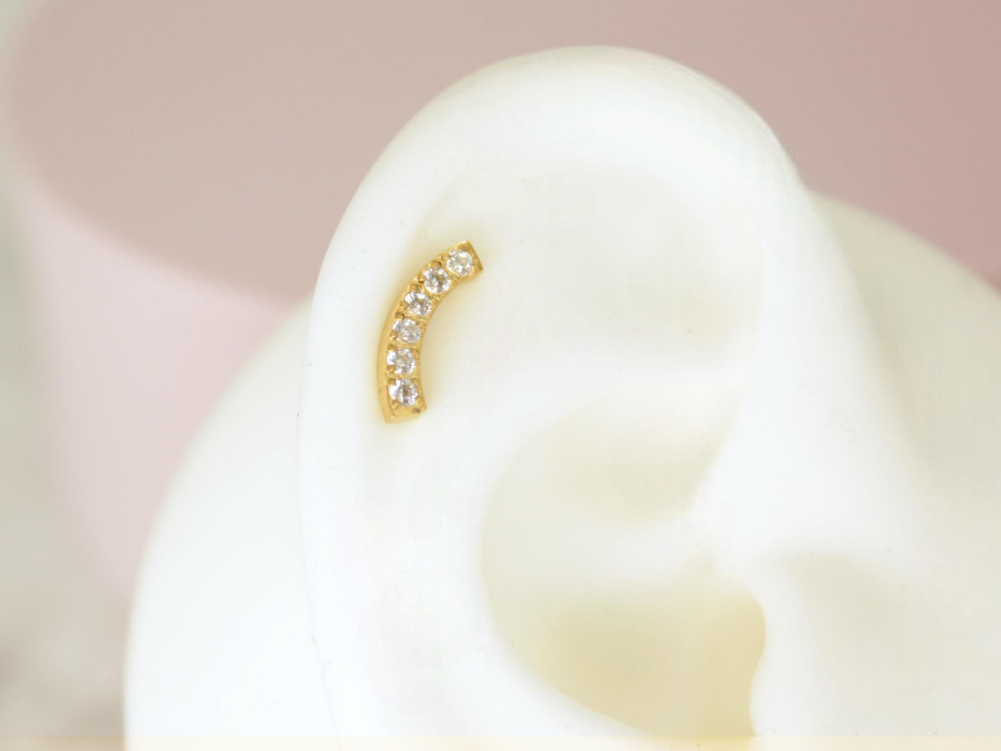 Gold Cartilage Flat Back Stud with Stones.