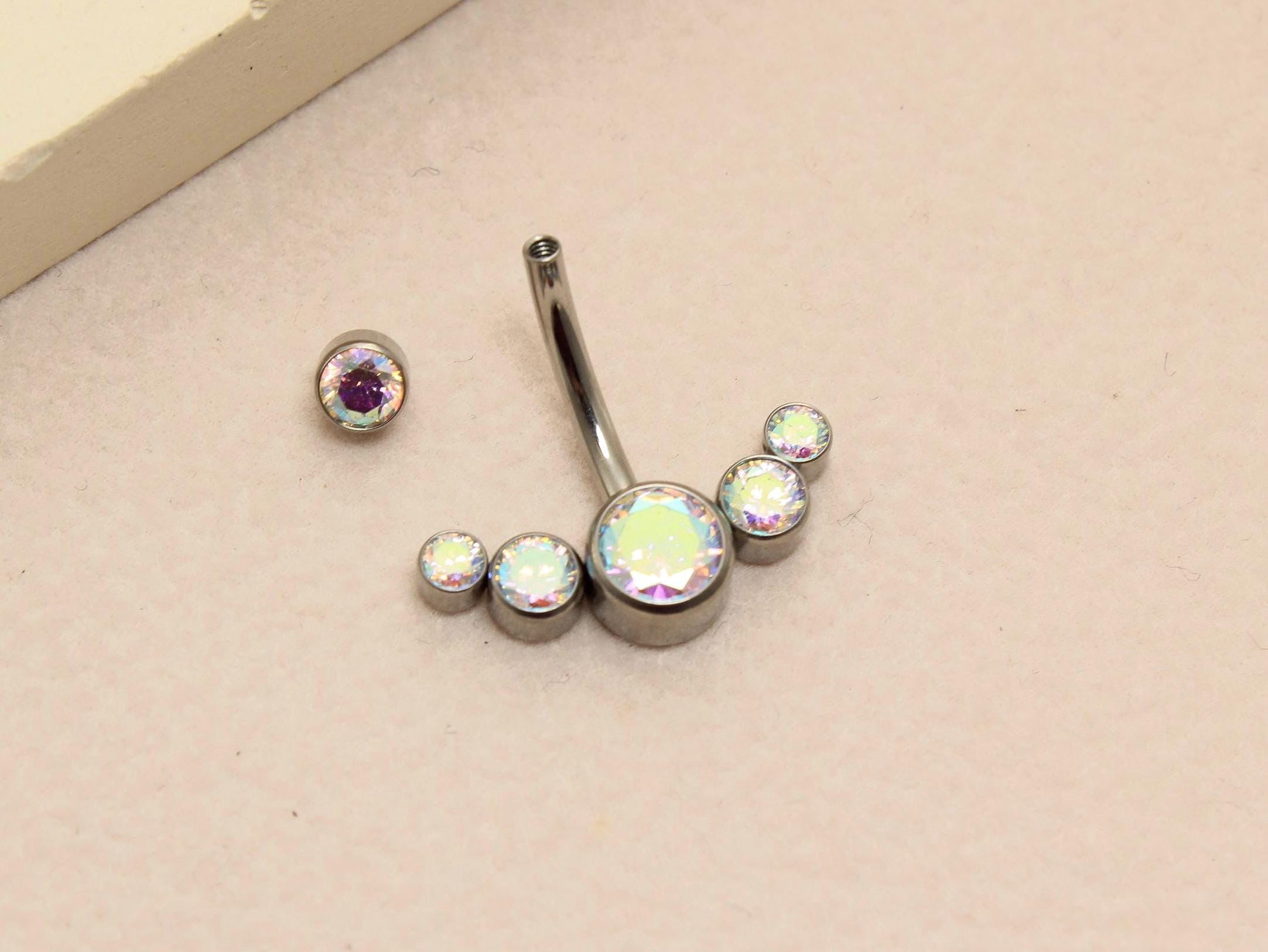 Titanium Belly Button Ring, 14G  Sparkling Gem Belly Ring, Navel Piercing Jewelry, Body Jewelry, Curved Navel Bar, Titanium Jewelry