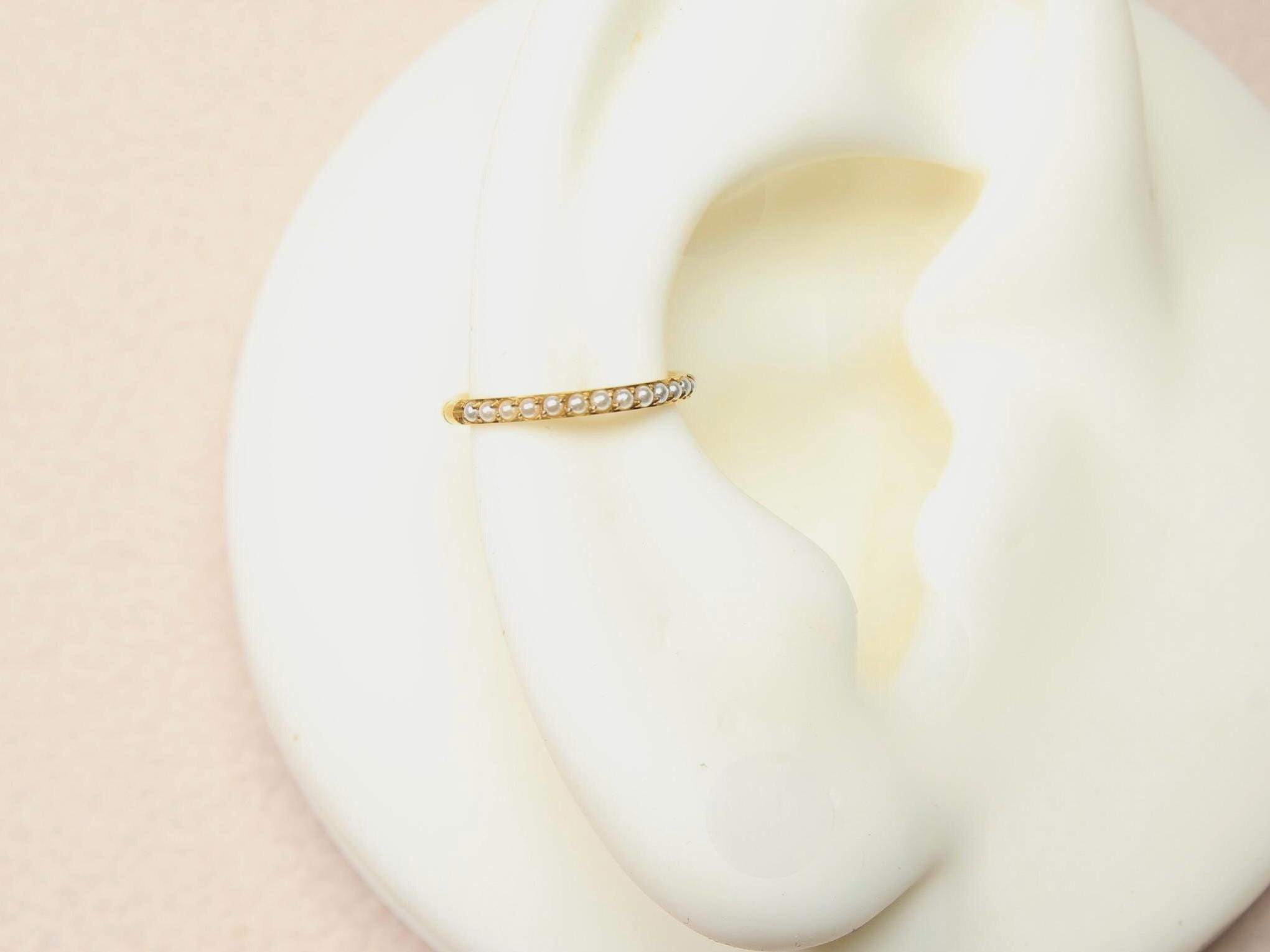 16g Titanium Nose Ring, Gold Pearl Decor Nose Hoop Clicker, Minimalist Nose Hoop Ring, Cartilage Piercing, Nose Piercing Body Jewelry