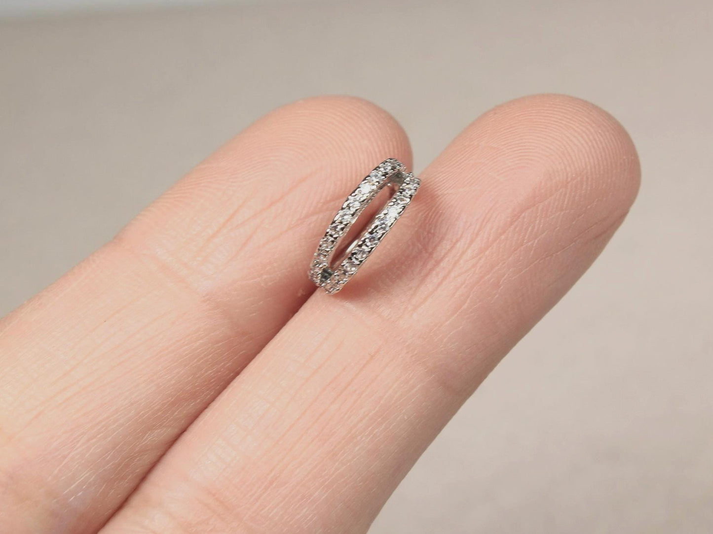 Dainty Nose Hoop Ring, 20G Silver Double line Sparkle Gem Bendable Nose Ring, Nose Piercing Jewelry, Cartilage Piercing, Body Jewelry