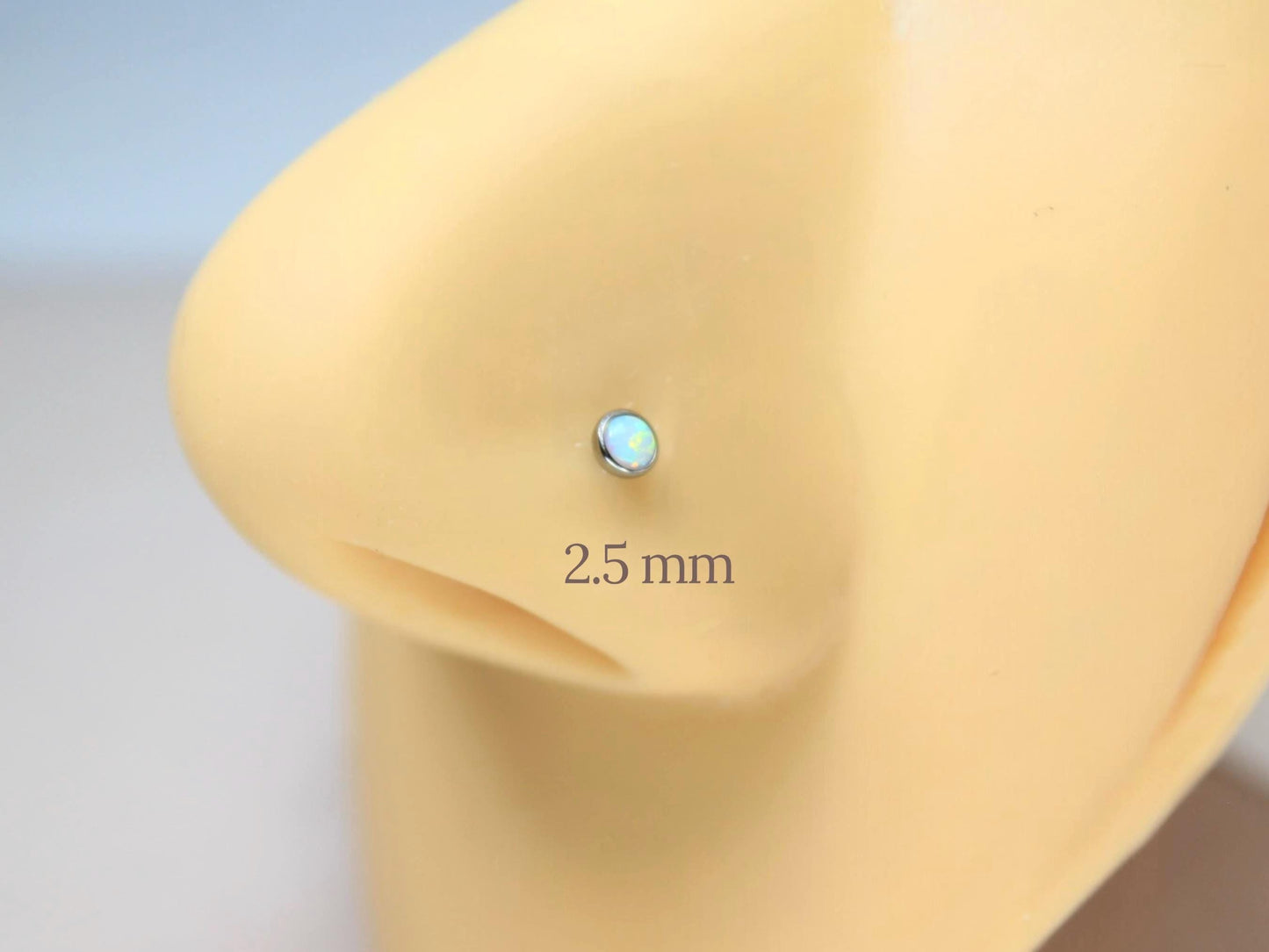 Titanium Opal Nose Stud, 20G Opal Corkscrew Nose Piercing, S Shaped Nose Jewelry, Minimalist Body Jewelry