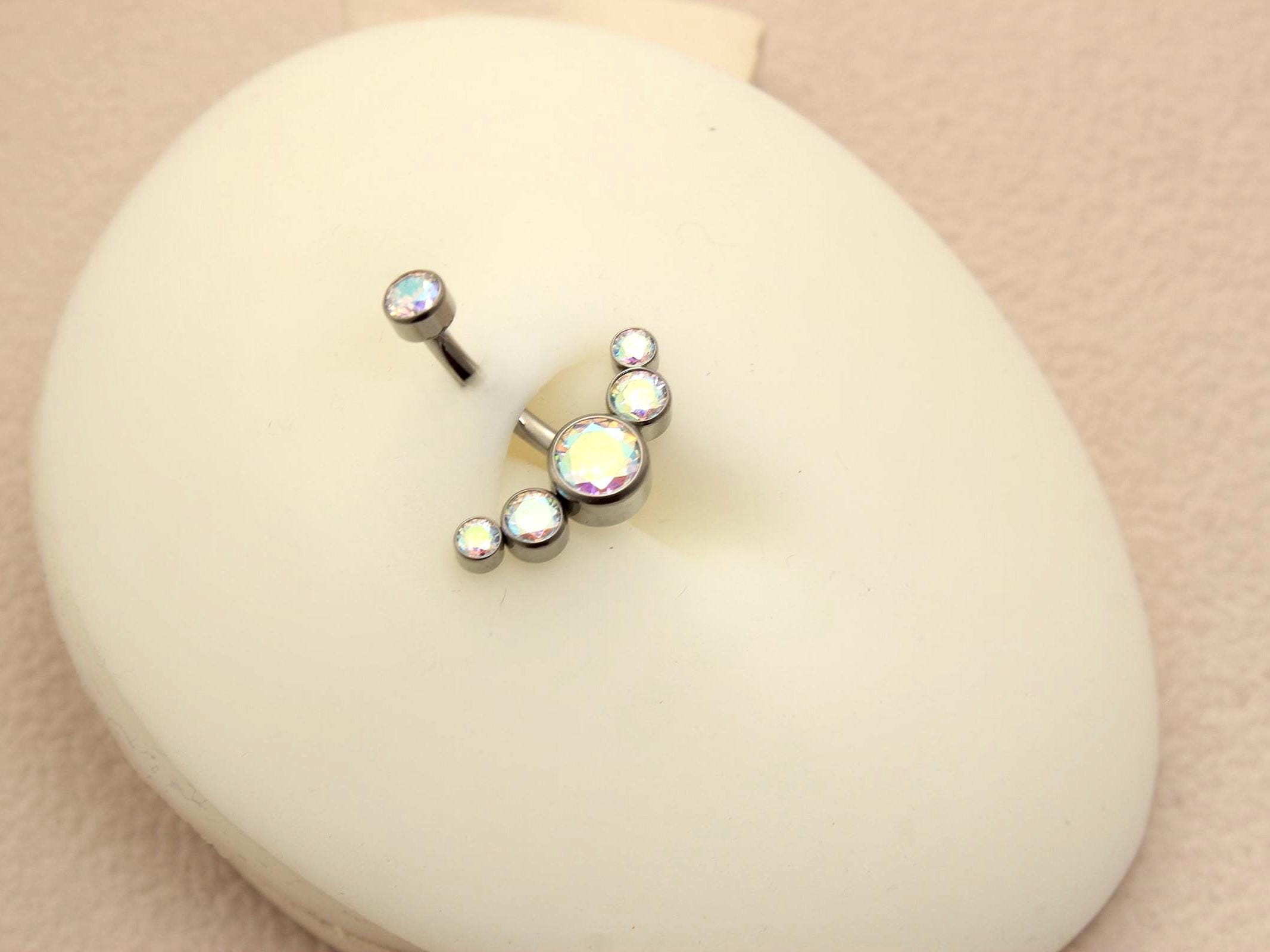 Titanium Belly Button Ring, 14G  Sparkling Gem Belly Ring, Navel Piercing Jewelry, Body Jewelry, Curved Navel Bar, Titanium Jewelry