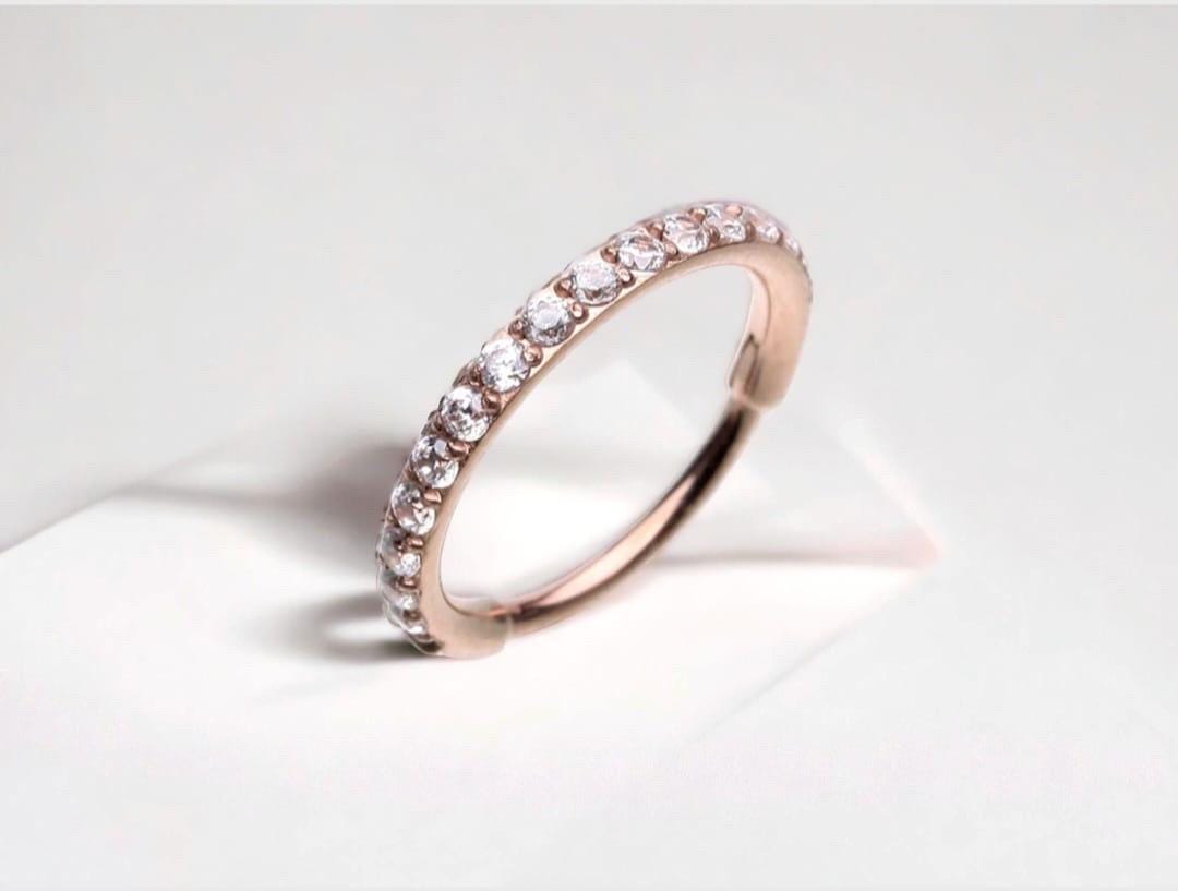 20g Nose Hoop Ring, Dainty Rose Gold Nose Cartilage Helix Lobe Daith Piercing Hoop Ring, Multipurpose Clicker Ring Jewelry