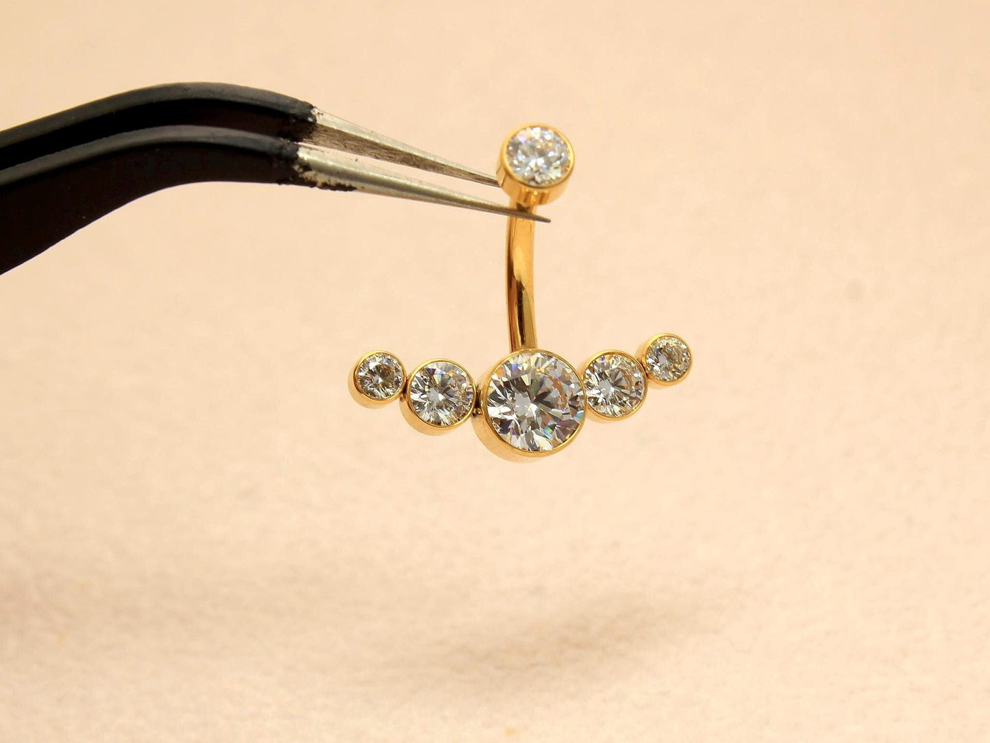 14G Gold Belly Button Ring, Implant Grade Titanium Belly Ring, Gold Navel Piercing, Hypoallergenic Body Jewelry