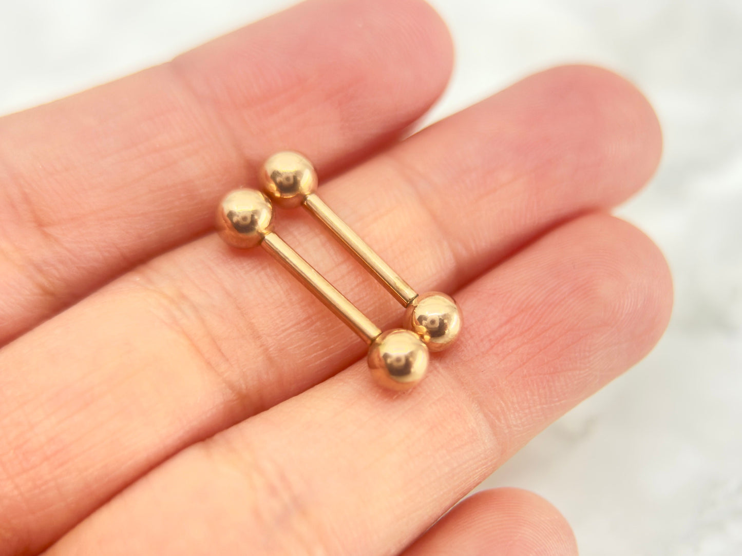Titanium Rose Gold Nipple Ring, Plain RoseGold Titanium Internally Threaded Nipple Barbell Jewelry,14G Nipple Barbell Body Piercing Jewelry