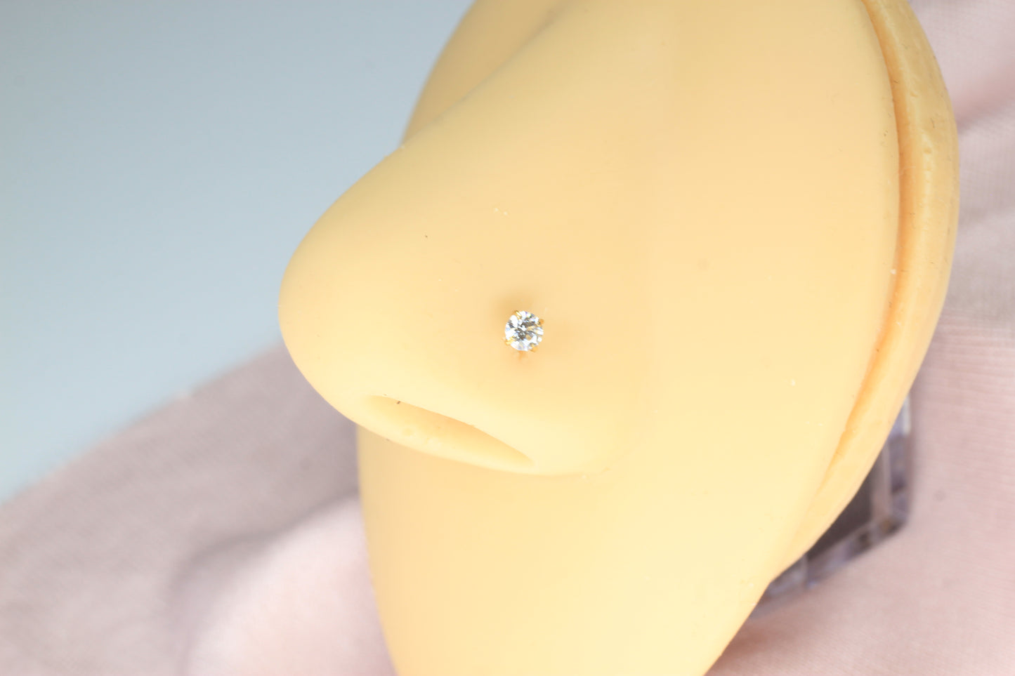 20G Moissanite Diamond Nose Stud – Implant Grade Titanium Gold Corkscrew Nose Stud, Dainty Diamond Nose Piercing Jewelry.