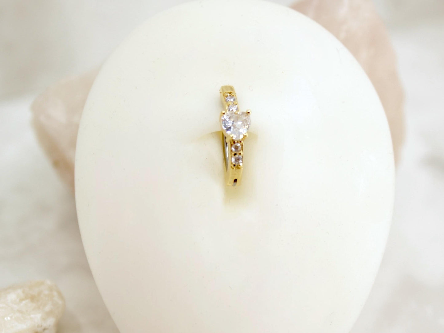 Dainty Gold Heart Belly Button Clicker Ring – Cute Gold Heart Belly Ring, Hinged Belly Piercing Jewelry