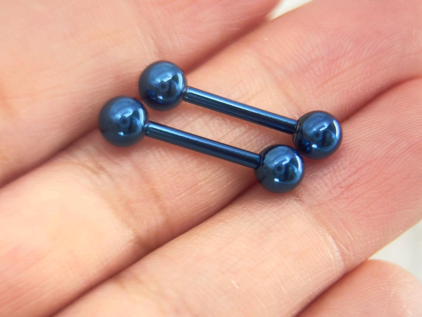 Titanium Nipple Barbell Piercing, 14G Internally Threaded Plain Blue Nipple Ring Jewelry, Nipple Barbell Body Piercing Jewelry