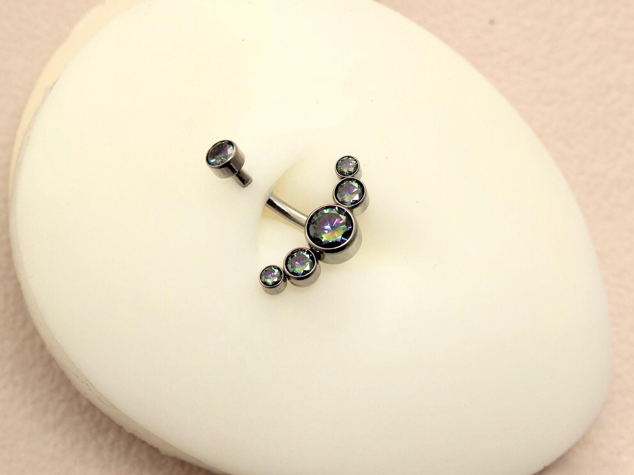 Titanium Belly Button Ring, 14G  Sparkling Gem Belly Ring, Navel Piercing Jewelry, Body Jewelry, Curved Navel Bar, Titanium Jewelry