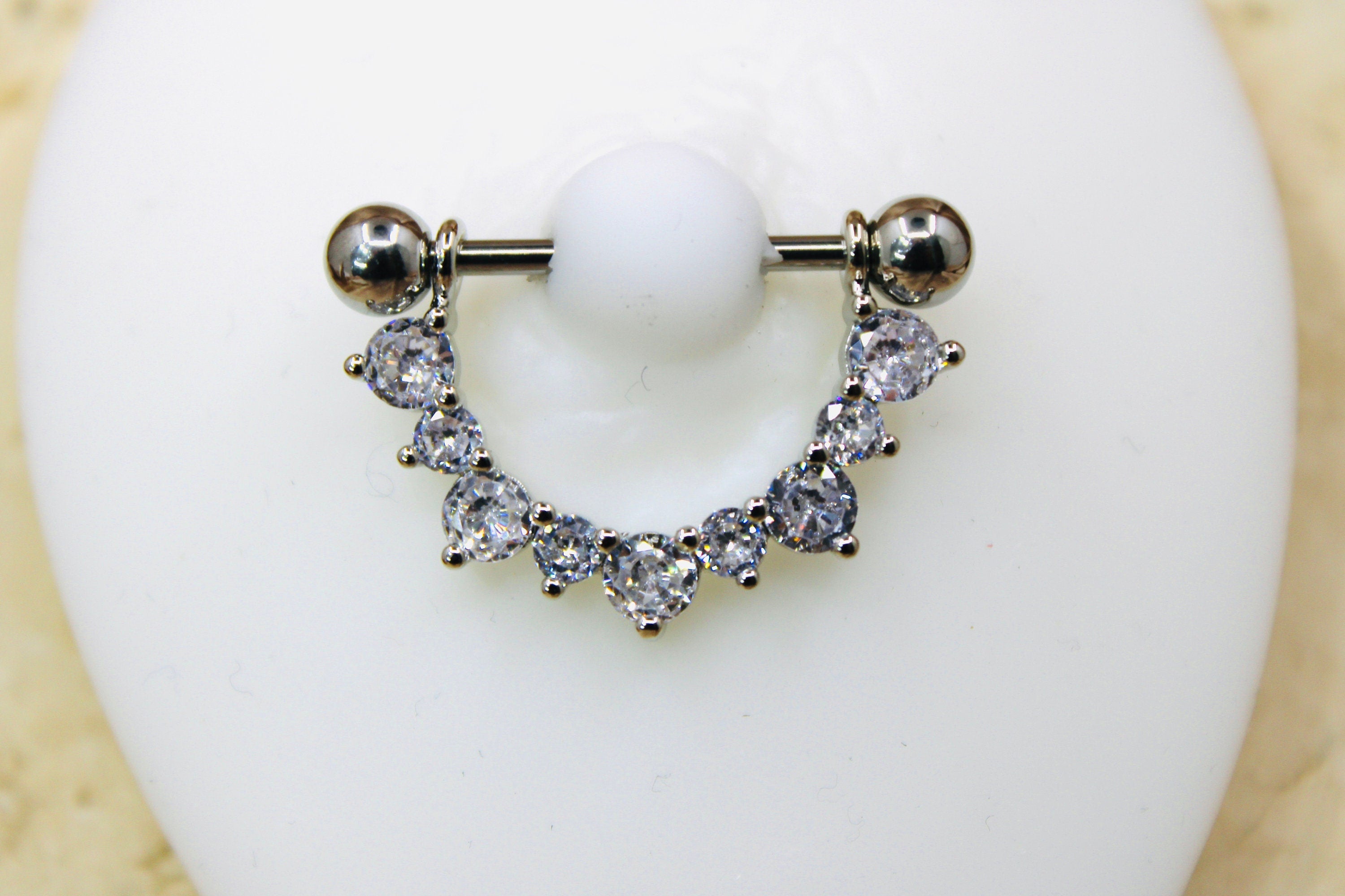14g Dangle Gem Nipple Ring, Elegant Gem Drop Decor Gold Silver Nipple Piercing Barbell Jewelry