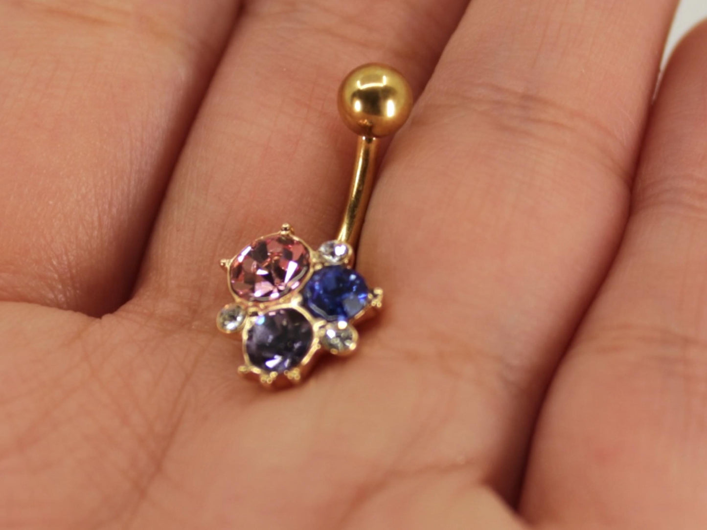 14g Gold Belly Button Ring, Dainty Multicolor Gem Belly Piercing Ring Jewelry, Floating Navel Piercing Body jewelry