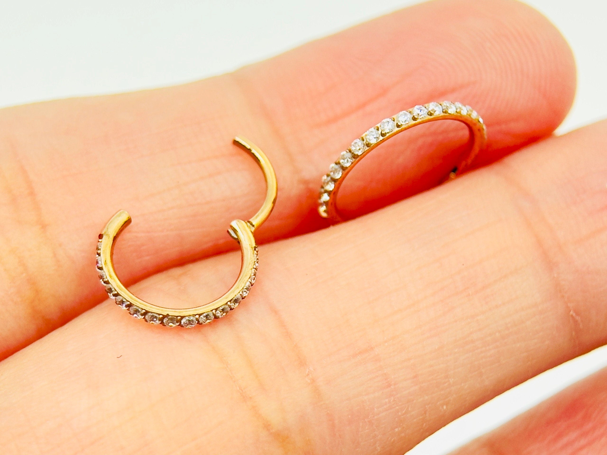 20g Nose Hoop Ring, Dainty Rose Gold Nose Cartilage Helix Lobe Daith Piercing Hoop Ring, Multipurpose Clicker Ring Jewelry