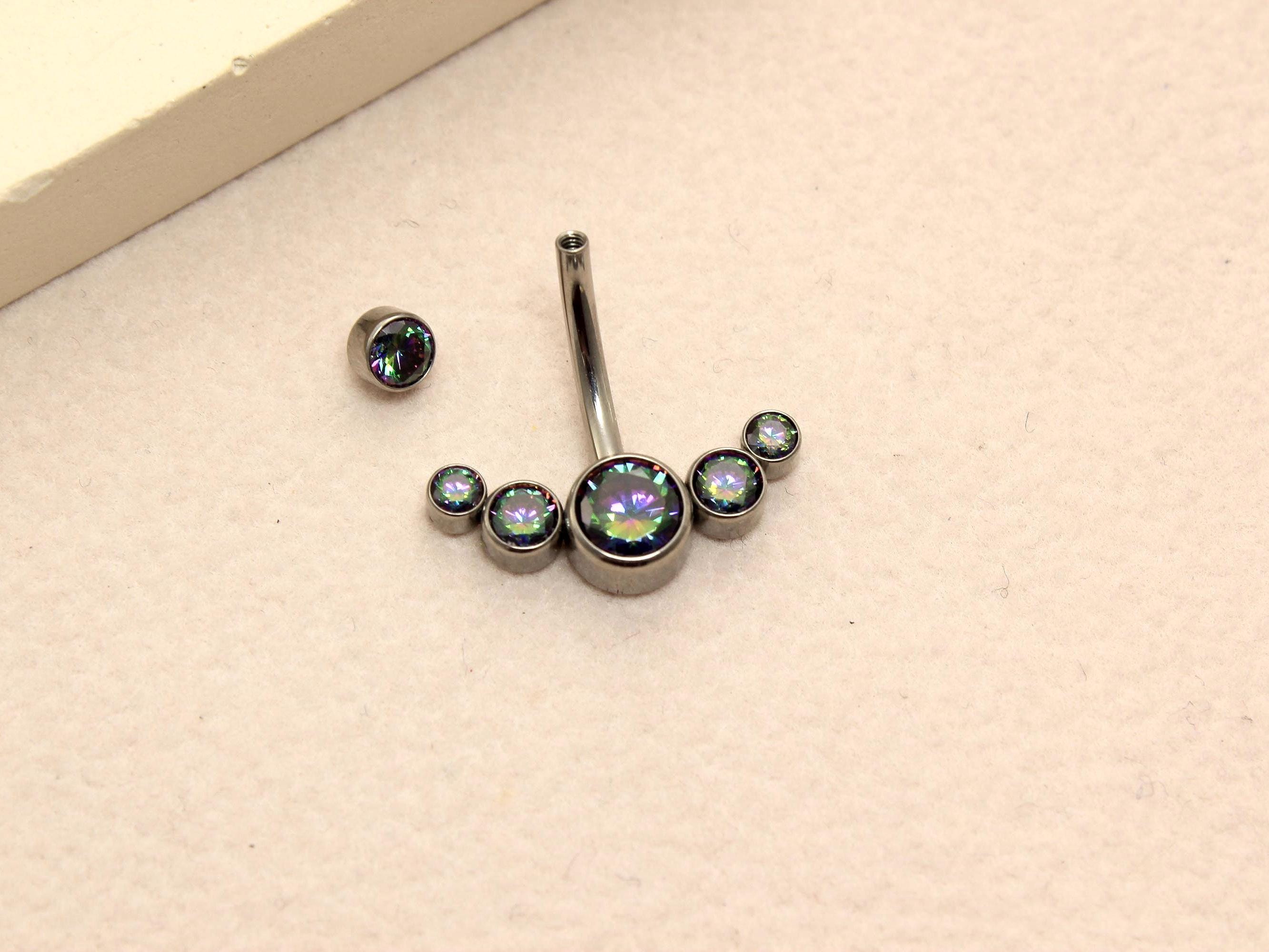 Titanium Belly Button Ring, 14G  Sparkling Gem Belly Ring, Navel Piercing Jewelry, Body Jewelry, Curved Navel Bar, Titanium Jewelry