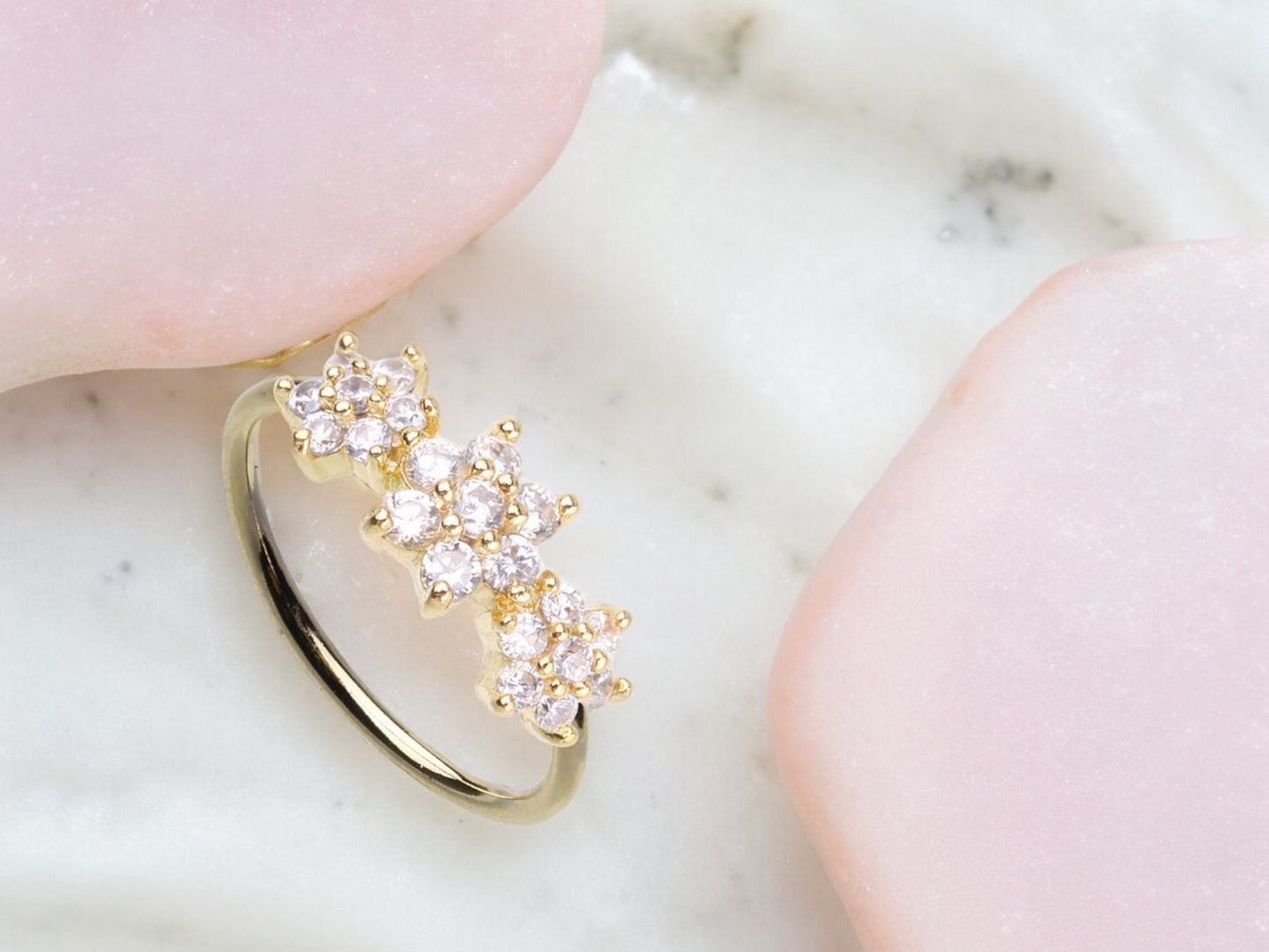 20g Gold Dainty Floral Nose Hoop Ring. Dainty Sparkling Floral Gems Bendable Nose Ring. Nose Piercing Jewelry. Body Jewelry