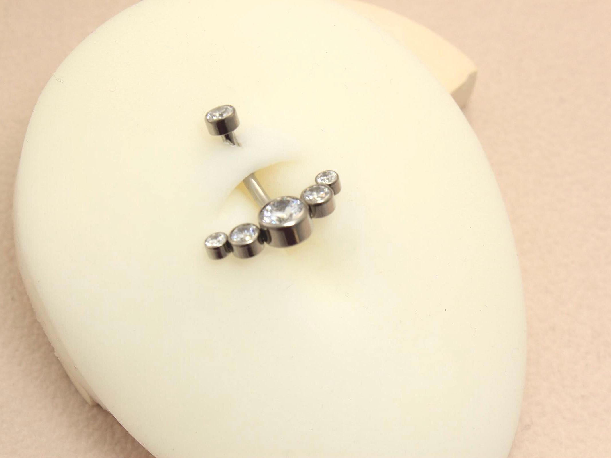 Titanium Belly Button Ring, 14G  Sparkling Gem Belly Ring, Navel Piercing Jewelry, Body Jewelry, Curved Navel Bar, Titanium Jewelry