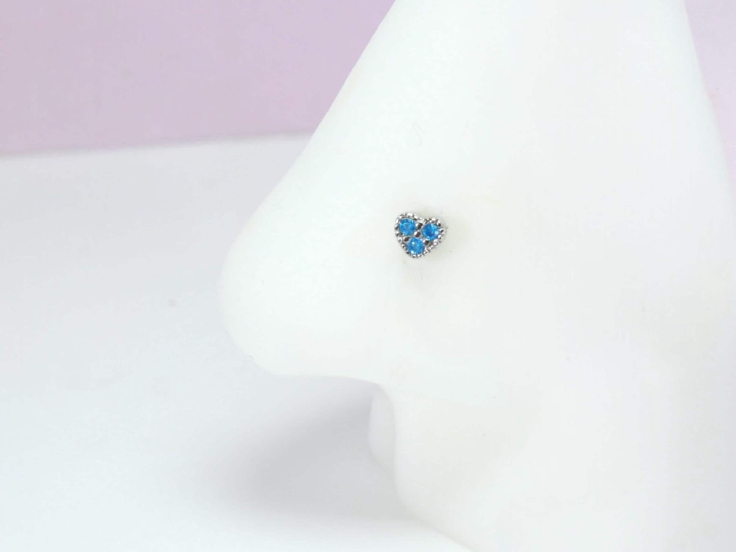 Dainty Gold Heart Nose Stud, 20G CZ Heart Top L Shape Nose Stud Jewelry, Cute Minimalistic Heart Charm Thin Nose Piercing Body Jewelry,