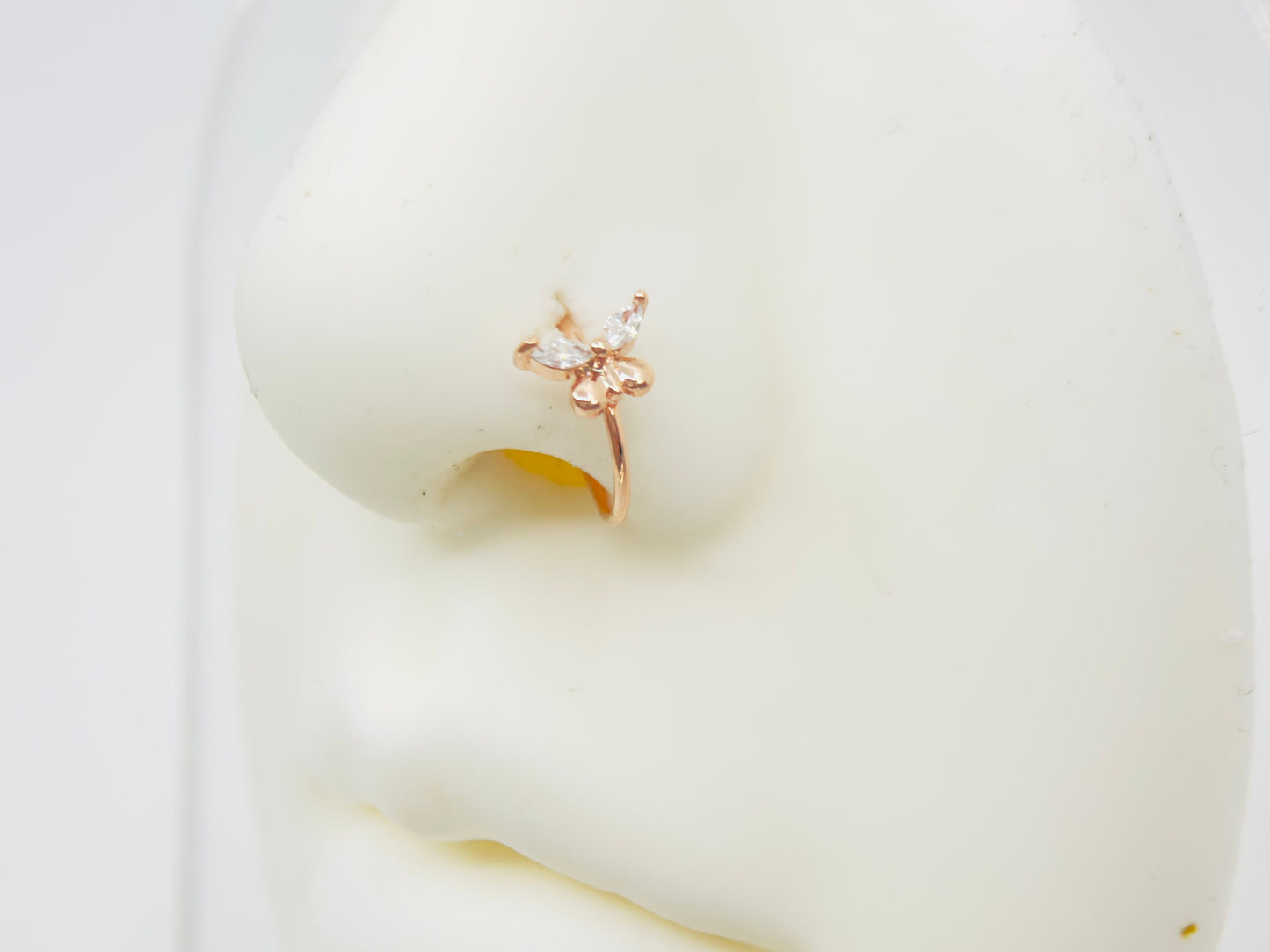 20g Butterfly Nose Hoop Ring, Dainty CZ Gold Bendable Nose Ring Piercing , Minimal Nose Jewelry, Body Piercing Jewelry