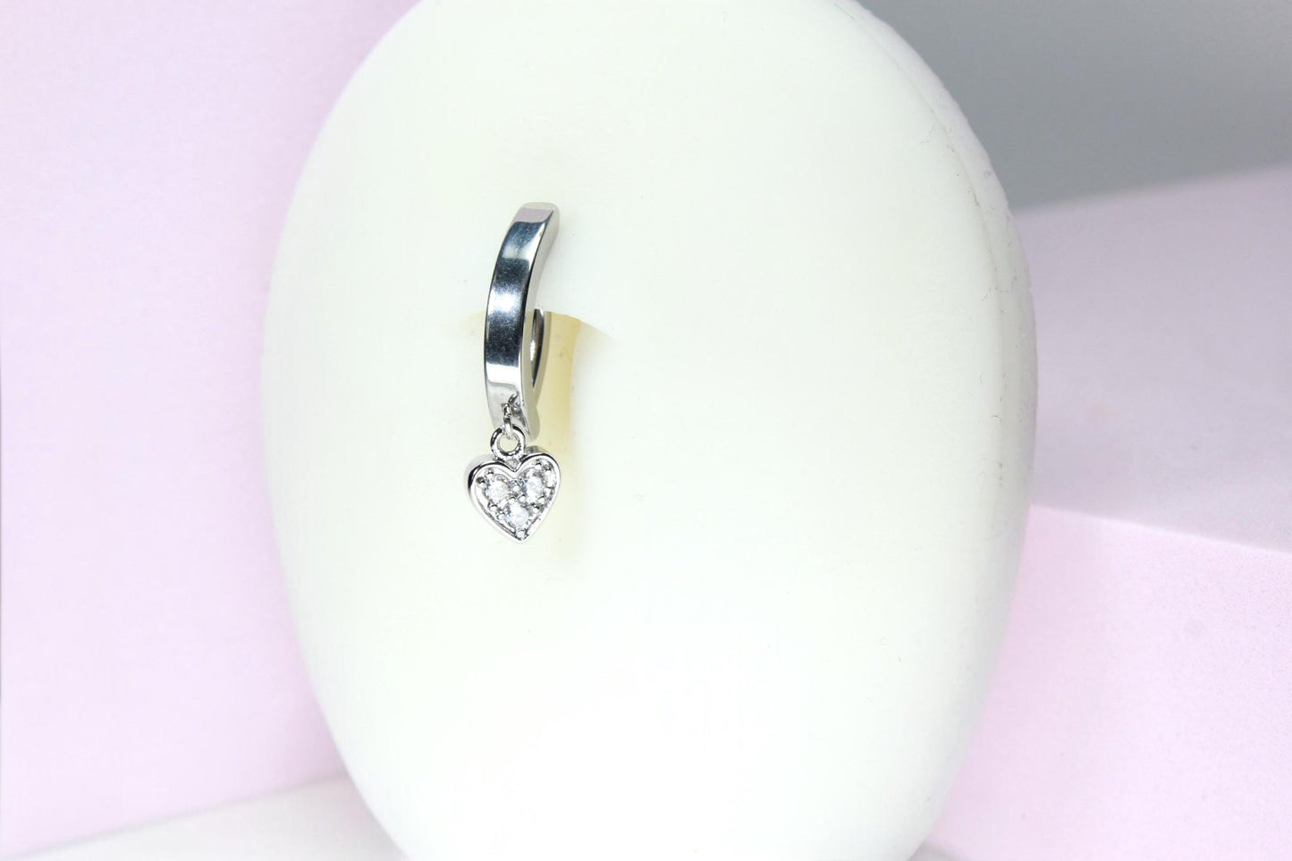 Gold Dangling Belly Button Ring, 14g Dainty Heart Silver Gold Clicker Belly Ring, Navel Piercing Jewelry, Minimalist Belly Piercing Ring