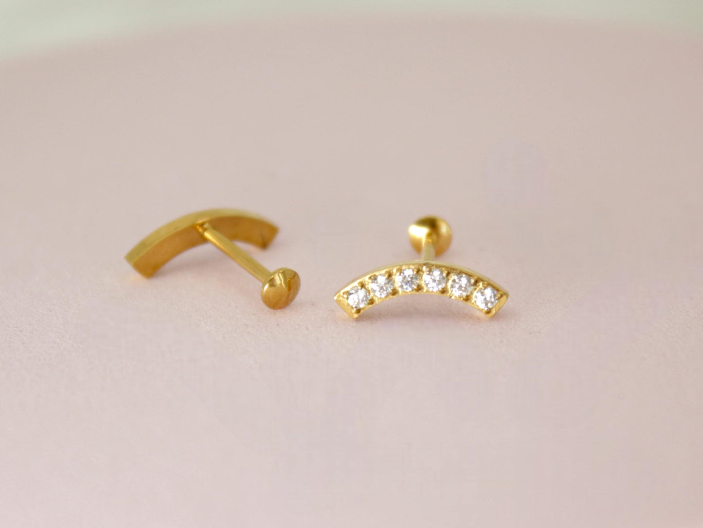 Gold Cartilage Flat Back Stud with Stones.