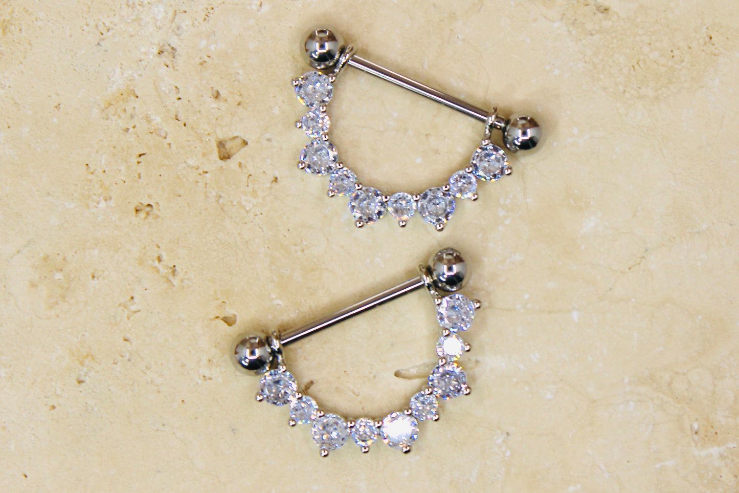 14g Dangle Gem Nipple Ring, Elegant Gem Drop Decor Gold Silver Nipple Piercing Barbell Jewelry