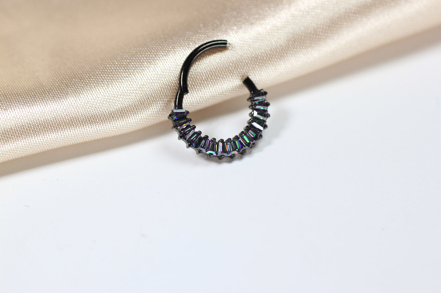 Black Vitrail Titanium Septum Clicker Ring.