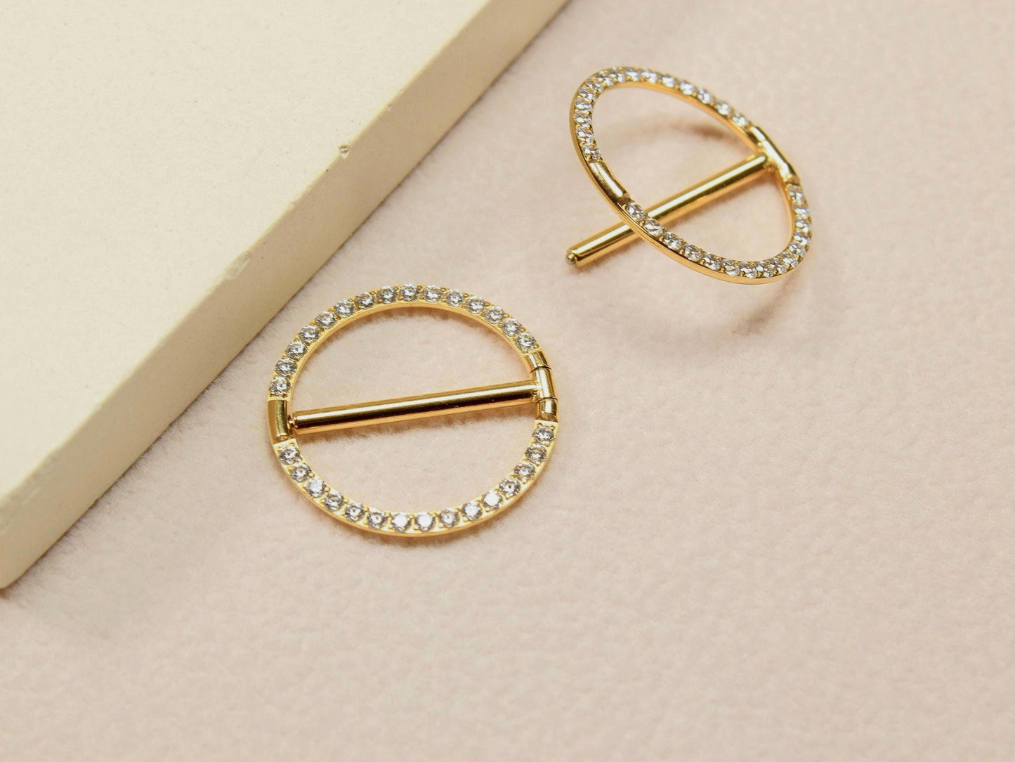 Gold Nipple Clicker Ring, 14g Titanium Round Nipple Ring Piercing, Dainty Nipple Barbell, Minimalist Body Piercing Jewelry
