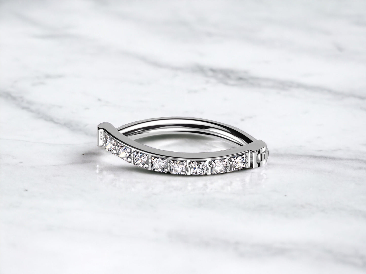Dainty Silver Gem Titanium Belly Clicker Ring