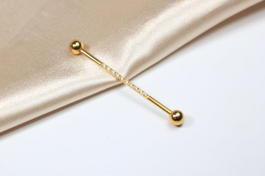 14G Titanium Industrial Barbell with CZ.