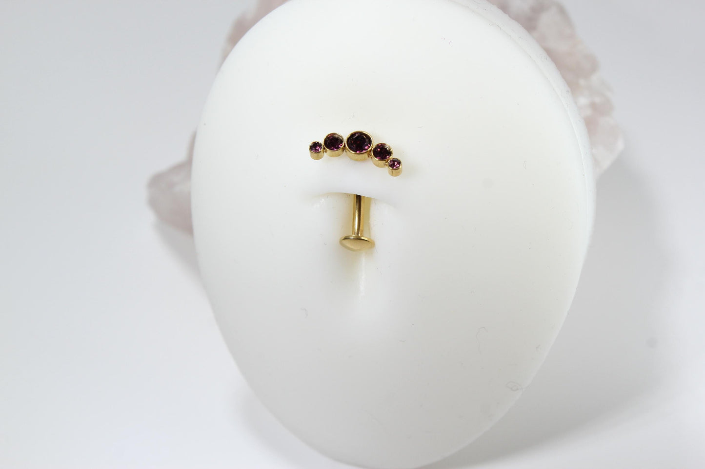 14G Titanium Gold Purple Gem Threadless Belly Button Ring