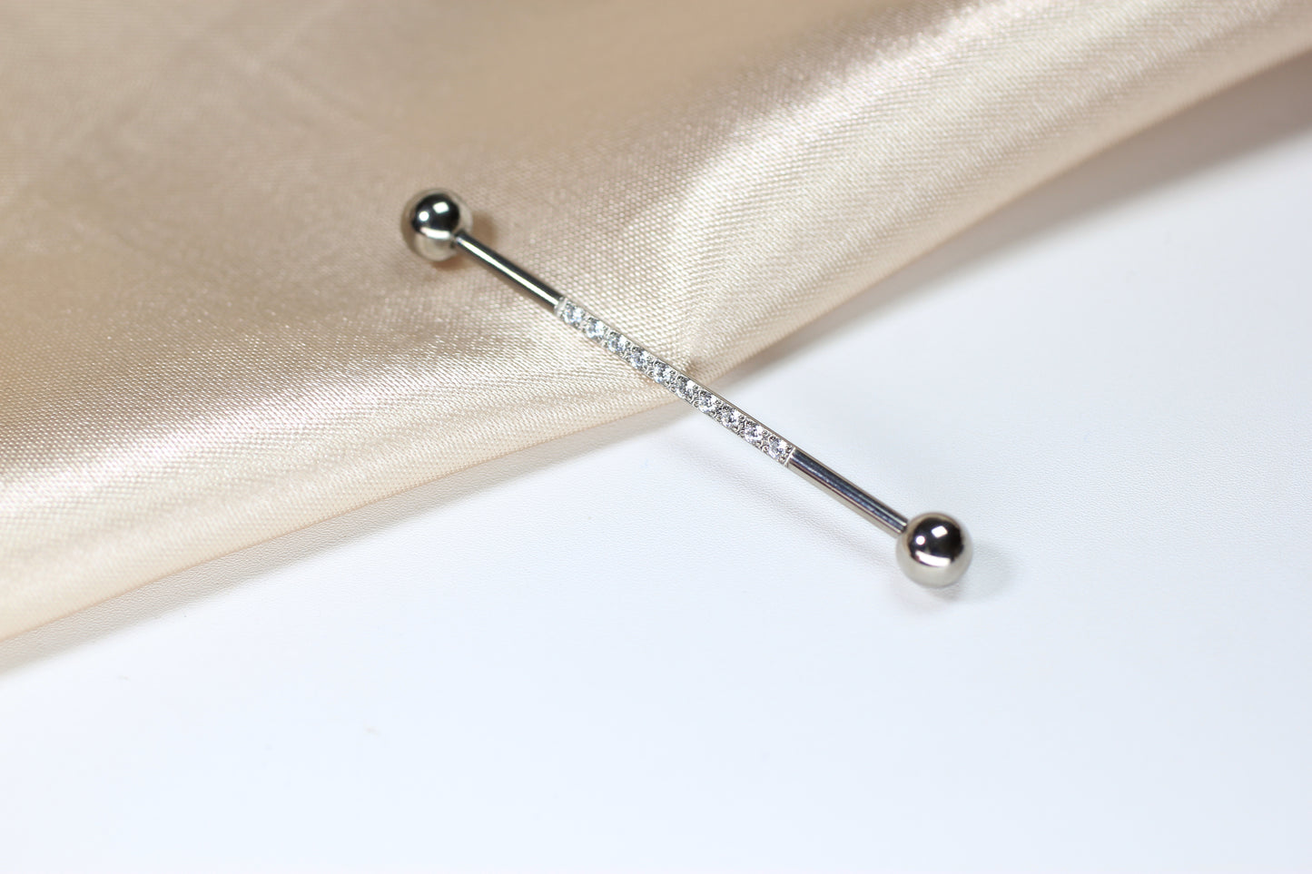 14G Titanium Industrial Barbell with CZ.