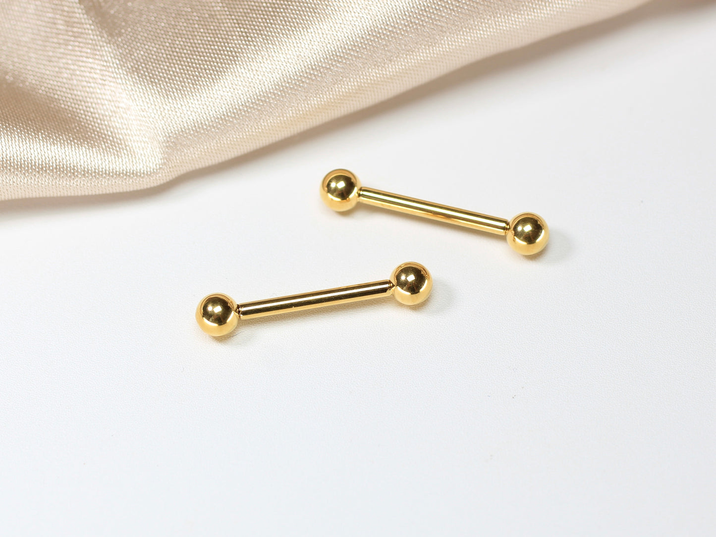Gold Titanium Thread-less Push In Nipple Barbell.