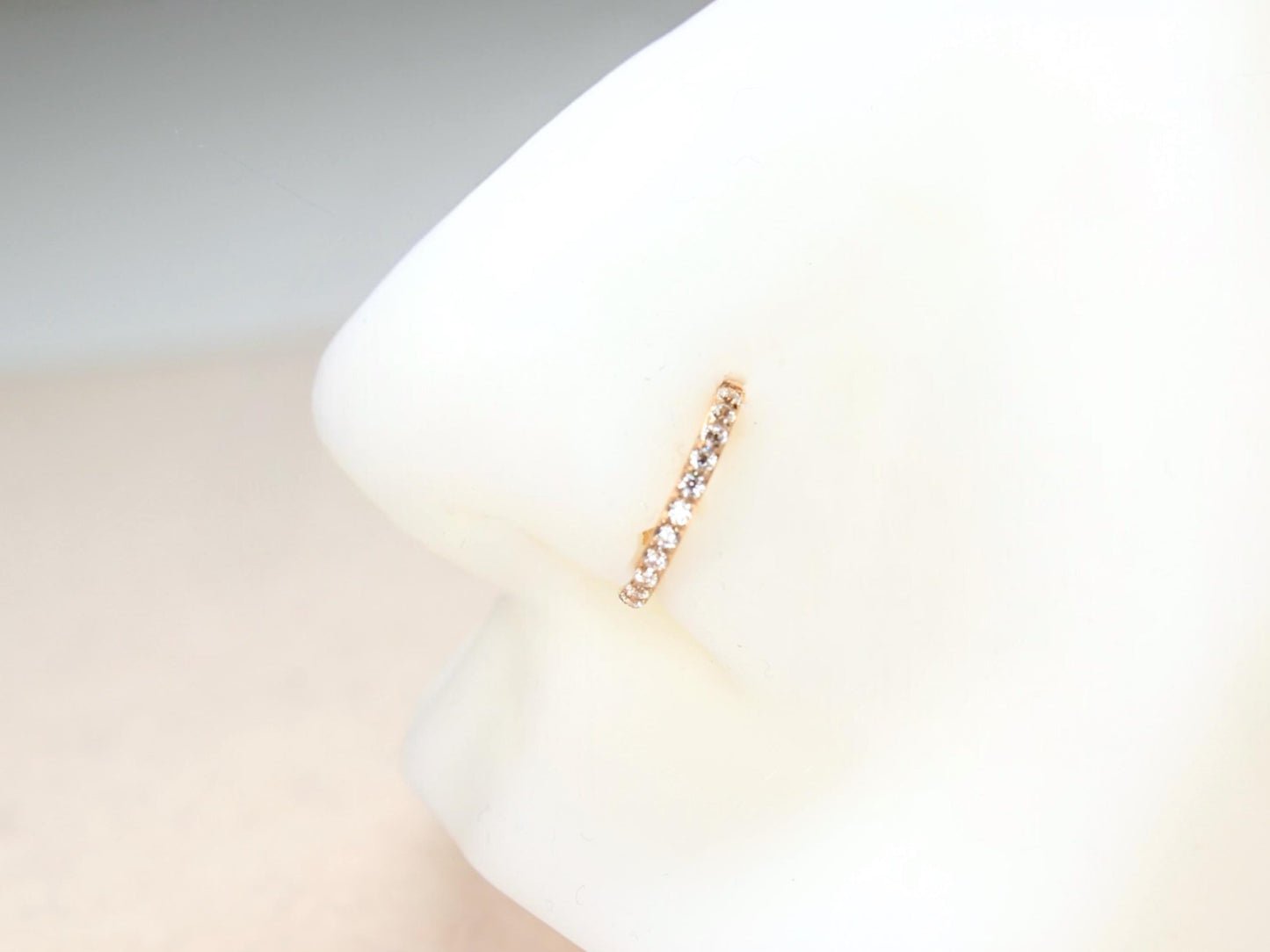 Rose Gold Nose Hoop Ring, 20g Dainty Nose Clicker Ring Stud, Nose Piercing Jewelry, Sparkling Gem Nose Hoop Ring, Cartilage Hoop Ring