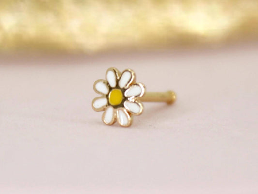 20g Daisy Flower Nose Stud, Floral Decor Nose Bone Stud Jewelry, Ball End Nose Piercing Stud, Thin Nose Stud  hypoallergenic Jewelry