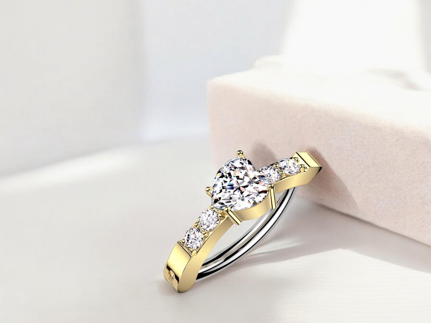 Dainty Gold Heart Belly Button Clicker Ring – Cute Gold Heart Belly Ring, Hinged Belly Piercing Jewelry