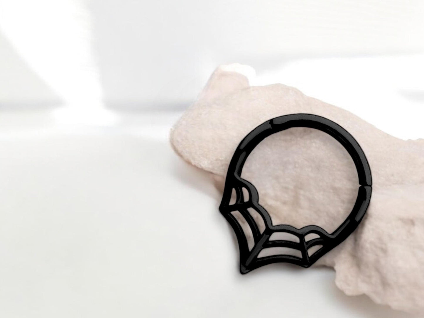 16G Spider Web Septum Clicker Ring, Black Hinged Segment Septum Hoop Ring, Halloween Body Piercing Jewelry,Spider Daith,Cartilage Hoop