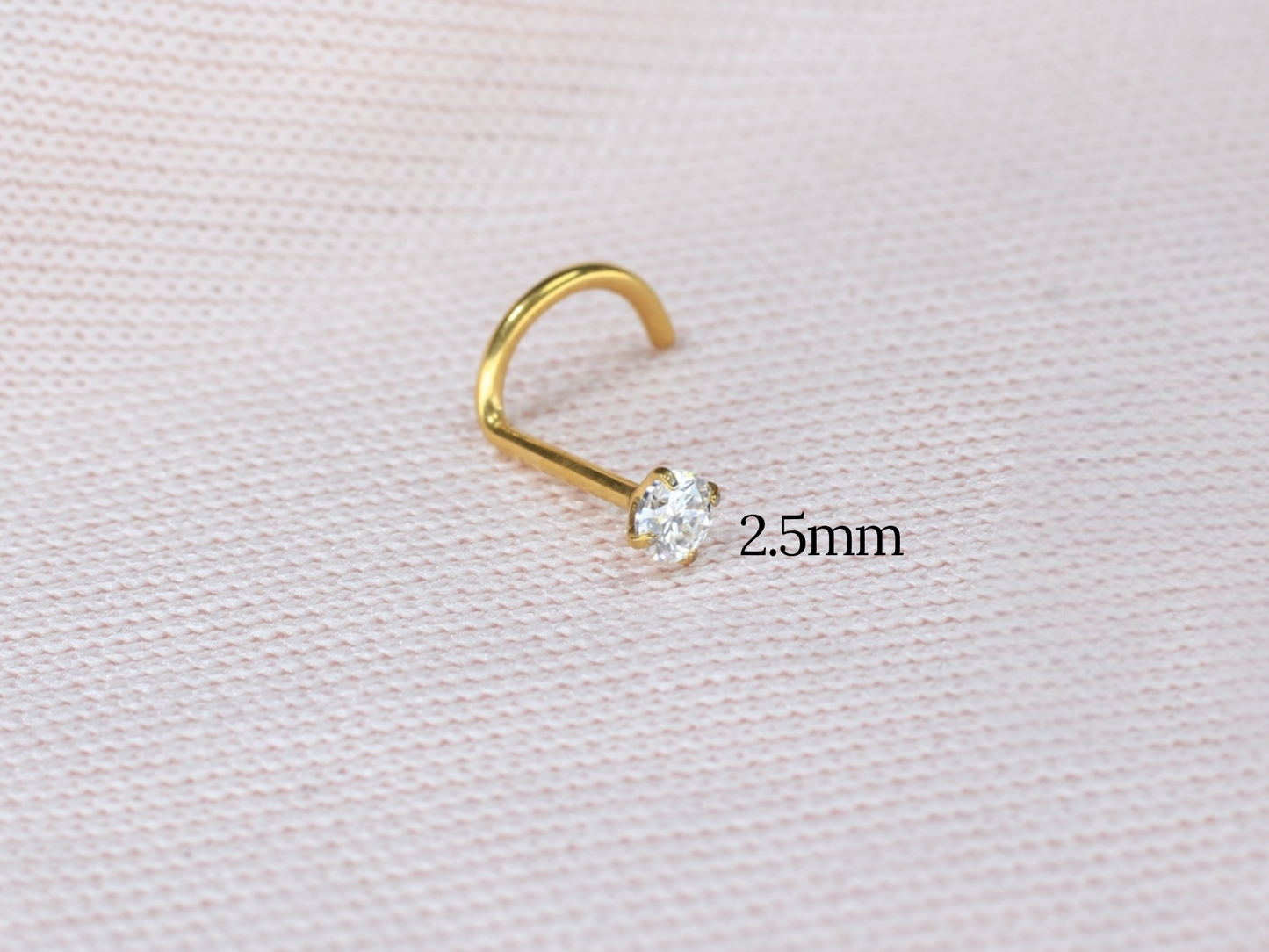 20G Moissanite Diamond Nose Stud – Implant Grade Titanium Gold Corkscrew Nose Stud, Dainty Diamond Nose Piercing Jewelry.