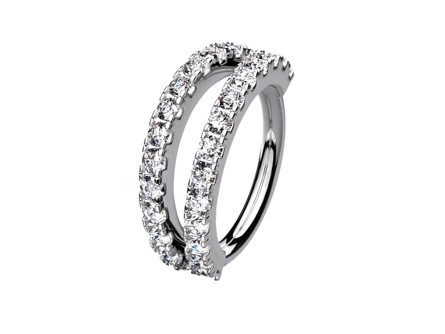 Double Line Cz Bendable Nose Hoop Ring, Thin Snug Fit Nose Piercing Hoop Ring Jewelry, Multipurpose Various Piercings Hoop Ring Various
