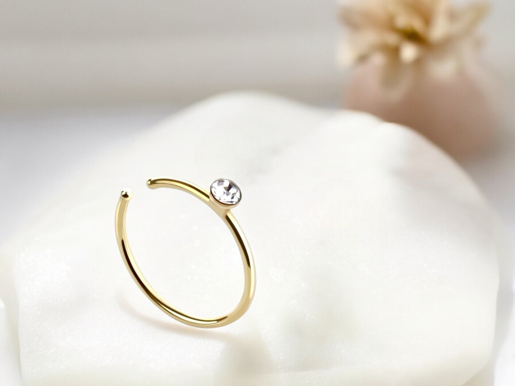 Single Stud Nose Hoop, Bendable Gold Nose Hoop Ring, 20g Thin Nose Hoop Ring Nose Piericng Jewelry