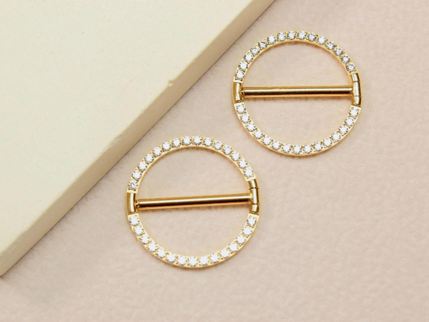 Gold Nipple Clicker Ring, 14g Titanium Round Nipple Ring Piercing, Dainty Nipple Barbell, Minimalist Body Piercing Jewelry