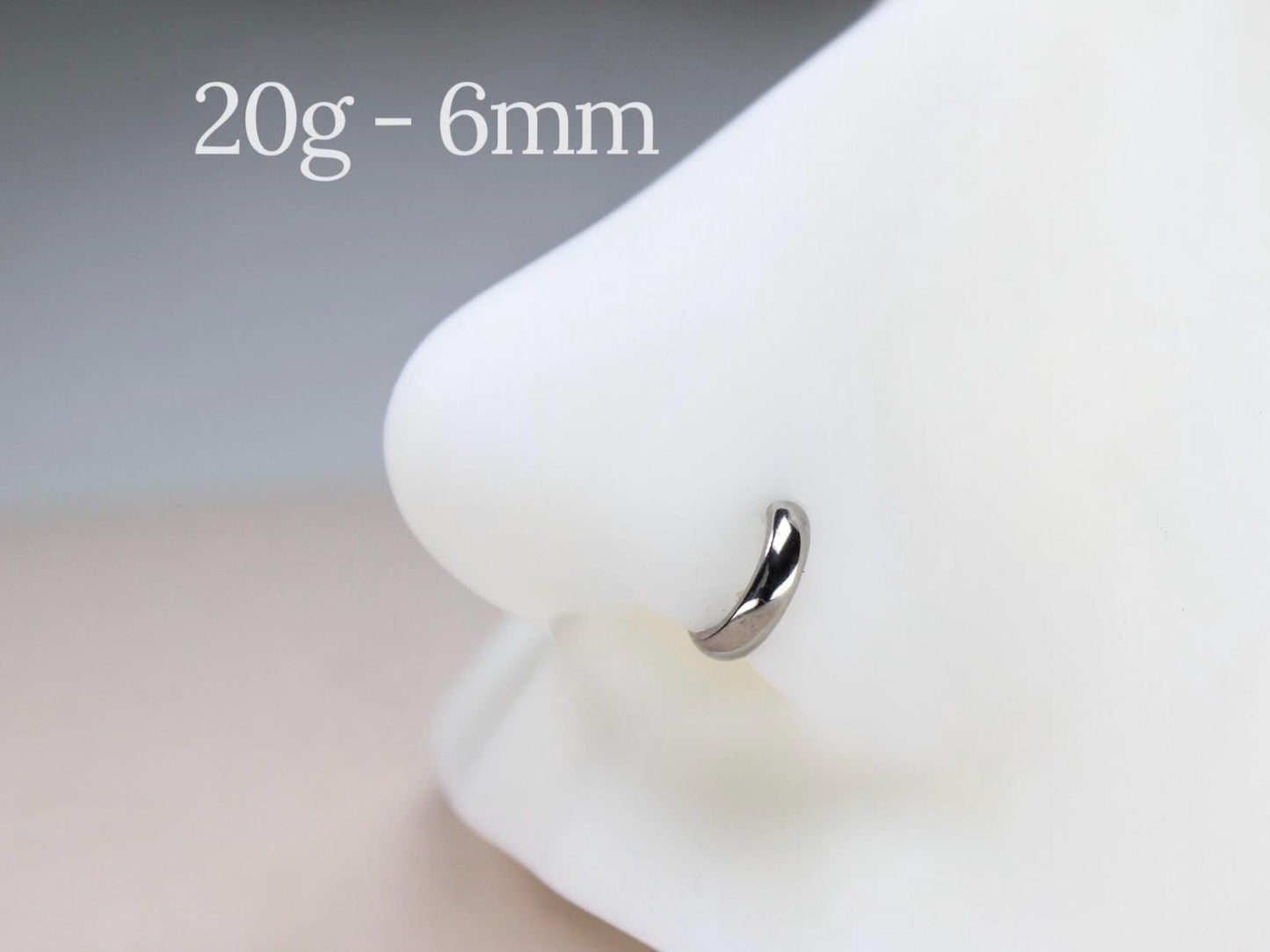 20g Titanium  Silver Chunky Nose Hoop Ring.