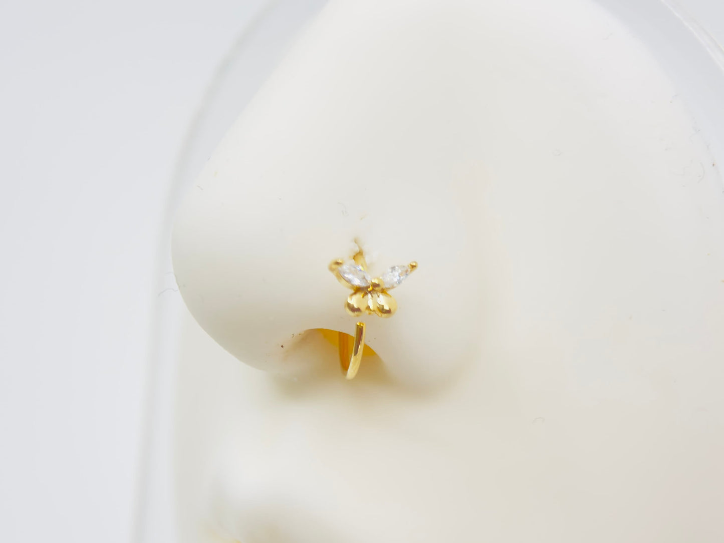 20g Butterfly Nose Hoop Ring, Dainty CZ Gold Bendable Nose Ring Piercing , Minimal Nose Jewelry, Body Piercing Jewelry
