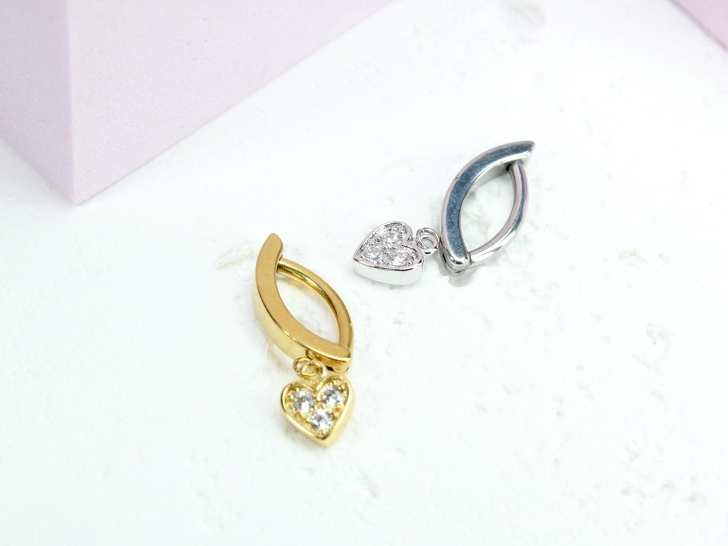 Gold Dangling Belly Button Ring, 14g Dainty Heart Silver Gold Clicker Belly Ring, Navel Piercing Jewelry, Minimalist Belly Piercing Ring