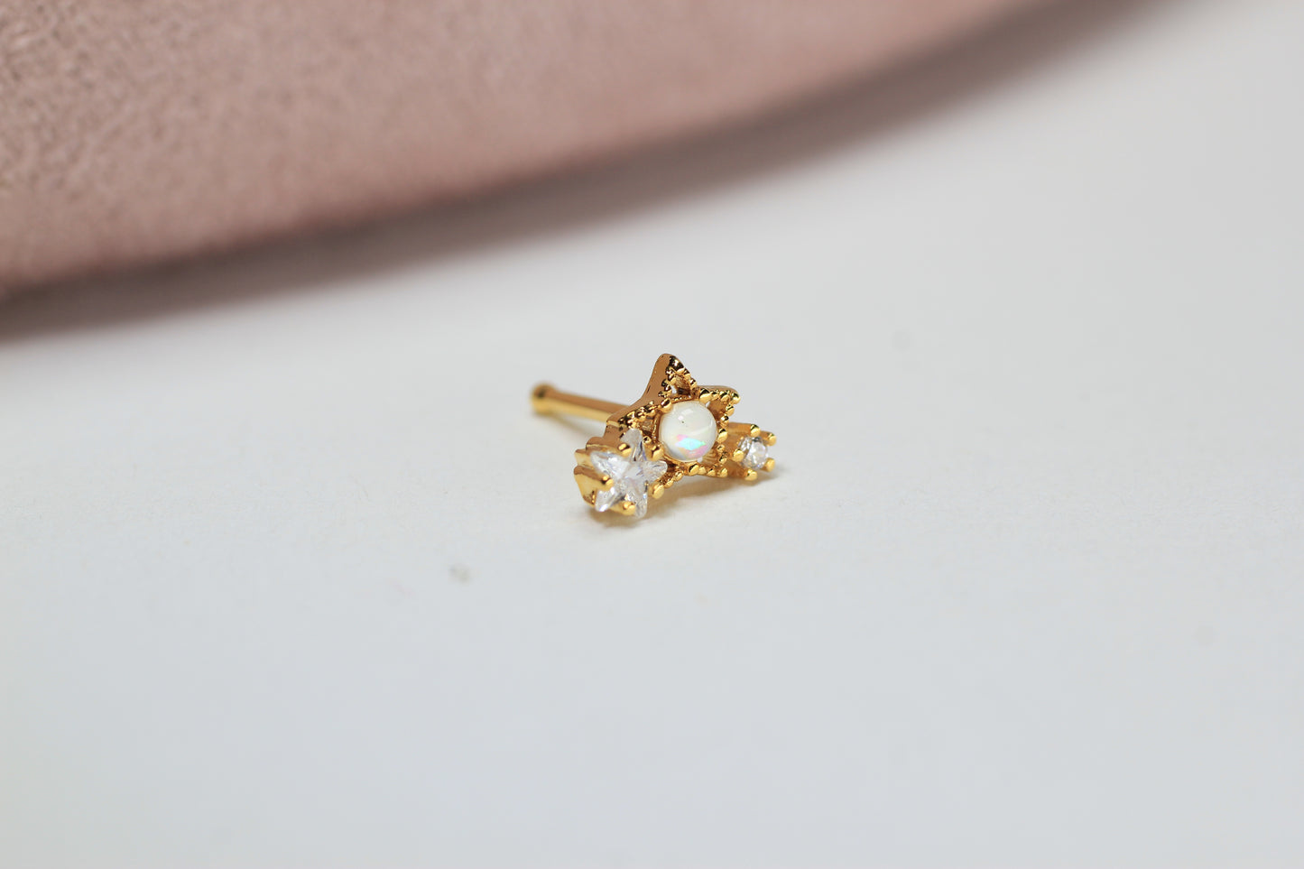Gold Opal Star Nose Stud