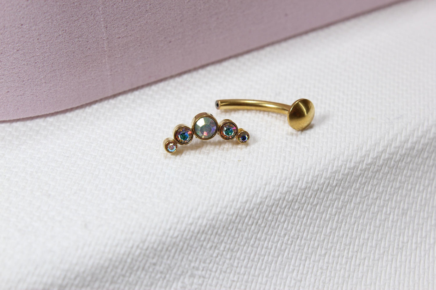 Gold 14G Threadless Belly Ring with Sparkling Top – Push-In Navel Piercing