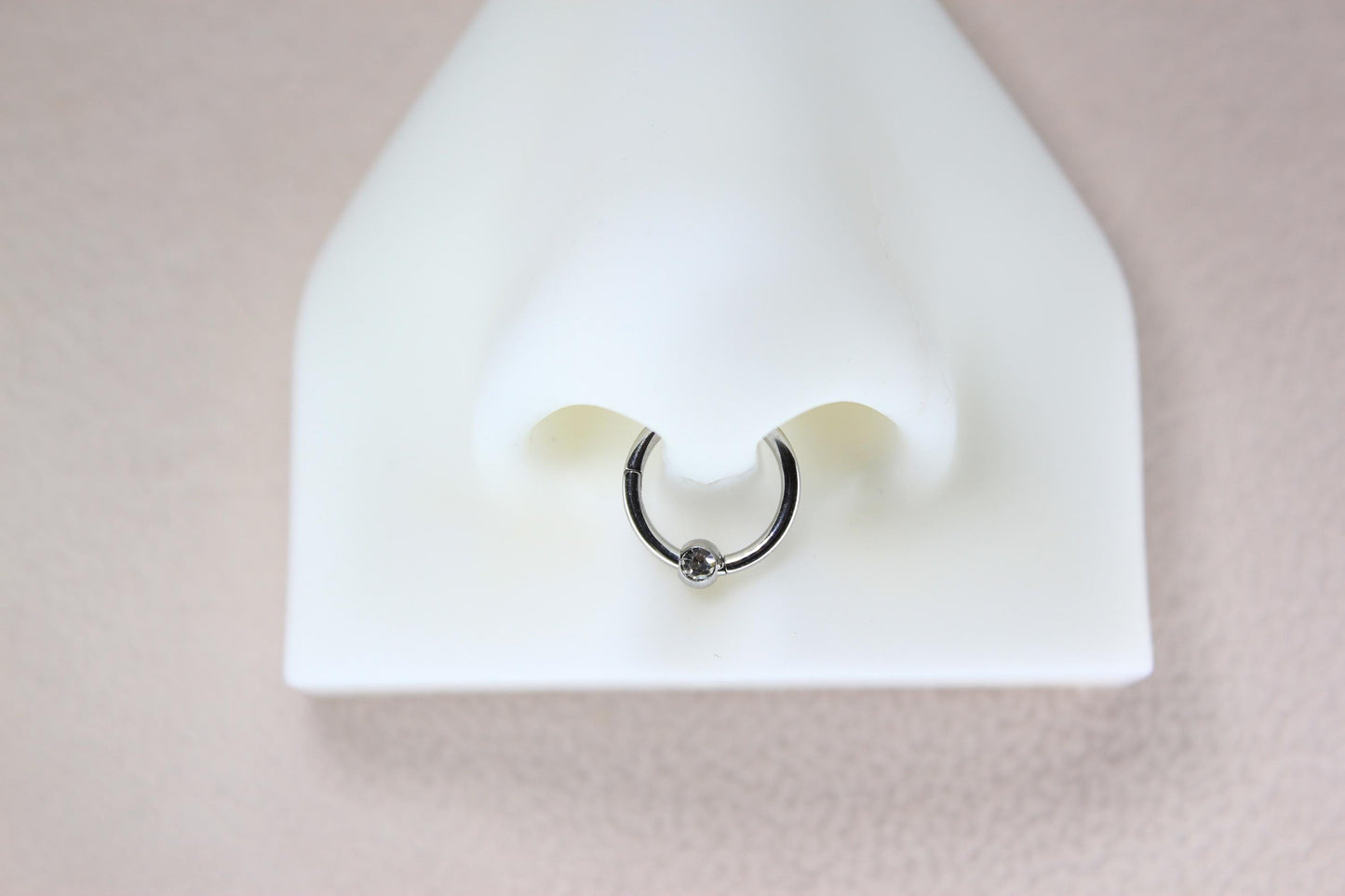 16g Septum Clicker Ring, Dainty CZ Septum Hoop Piercing, Minimalist Body Jewelry